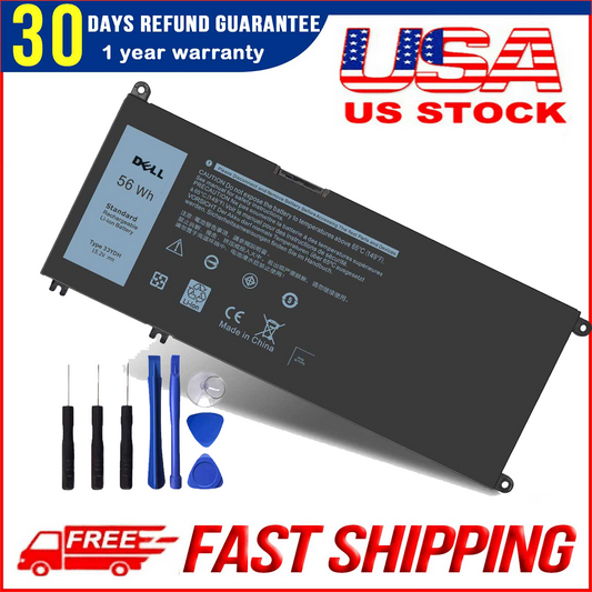 Genuine 56WH 33YDH Laptop Battery for Dell Inspiron 17 7000 7778 7779 7786 7773 15 7577 G3 3579 3779 G5 5587 G7 7588 Latitude 13 3380 14 3490 15 3590 3580 PVHT1 P30E 81PF3 081PF3 12 Months Warranty