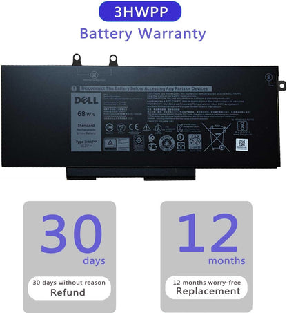 DELL 3HWPP Battery for Dell Latitude 5401 5410 5411 5501 5510 5511 Precision 3541 3551 Inspiron 7706 2-in-1 Inspiron 7500 2-in-1 Inspiron 7506 2-in-1 Black 03HWPP 10X1J N2NLL 1VY7F 451-BCMN 15.2V 68Wh