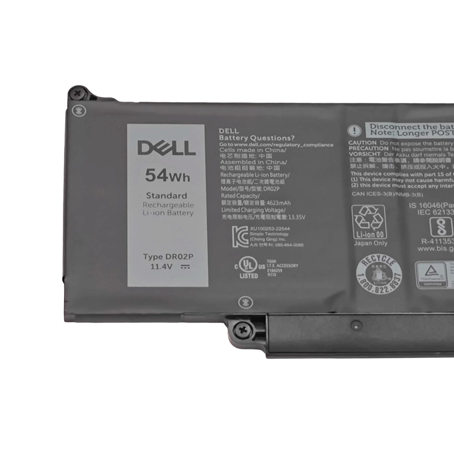 Genuine 11.4V 54Wh DR02P Battery Replacement for Dell Latitude 3340 3440 3540 3480 5440 5540 Laptop