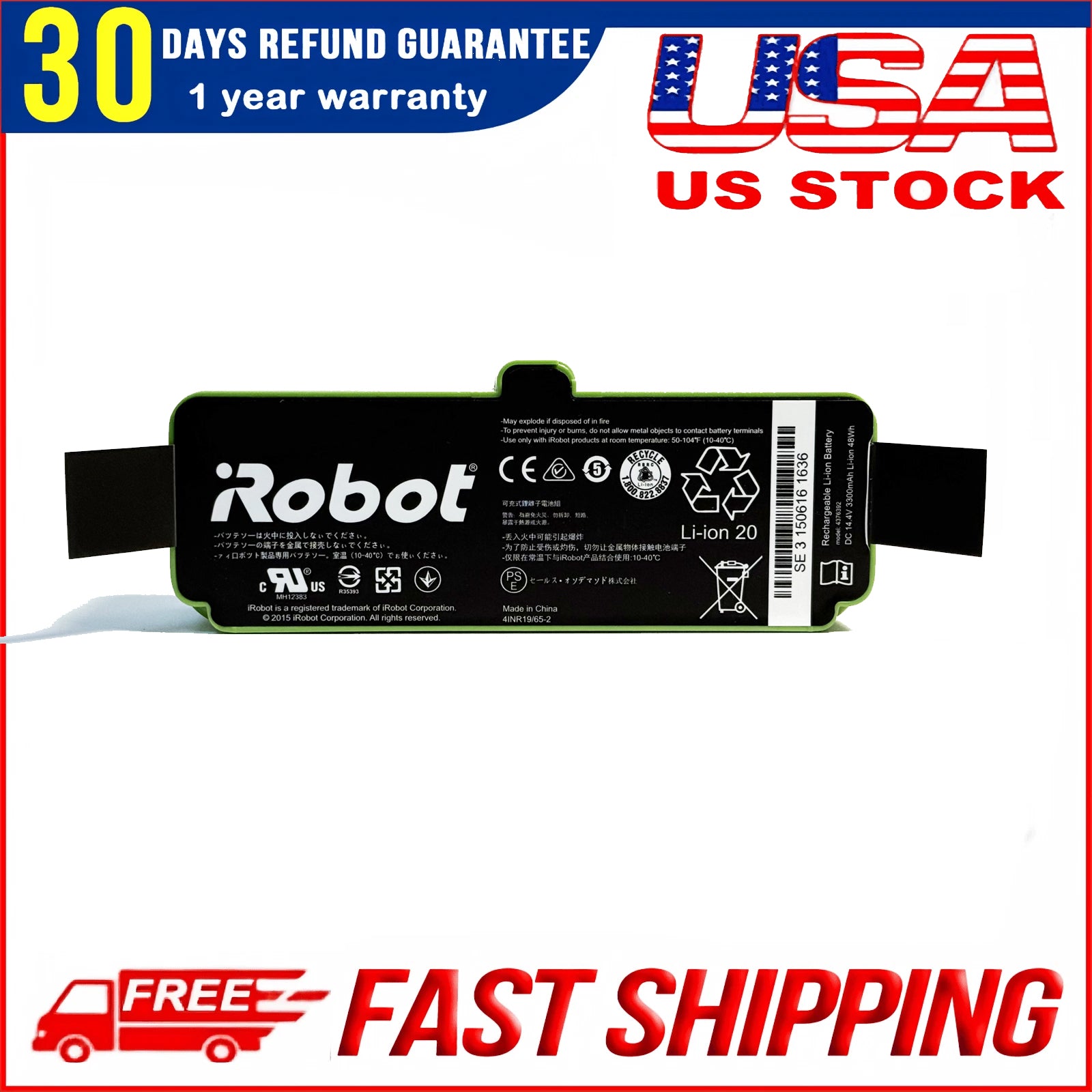 4376392 3300mAh 14.4V 48Wh Battery For iRobot Roomba 615 640 652 665 670 680 681 691 696 891 896 965 960 980 985 Series