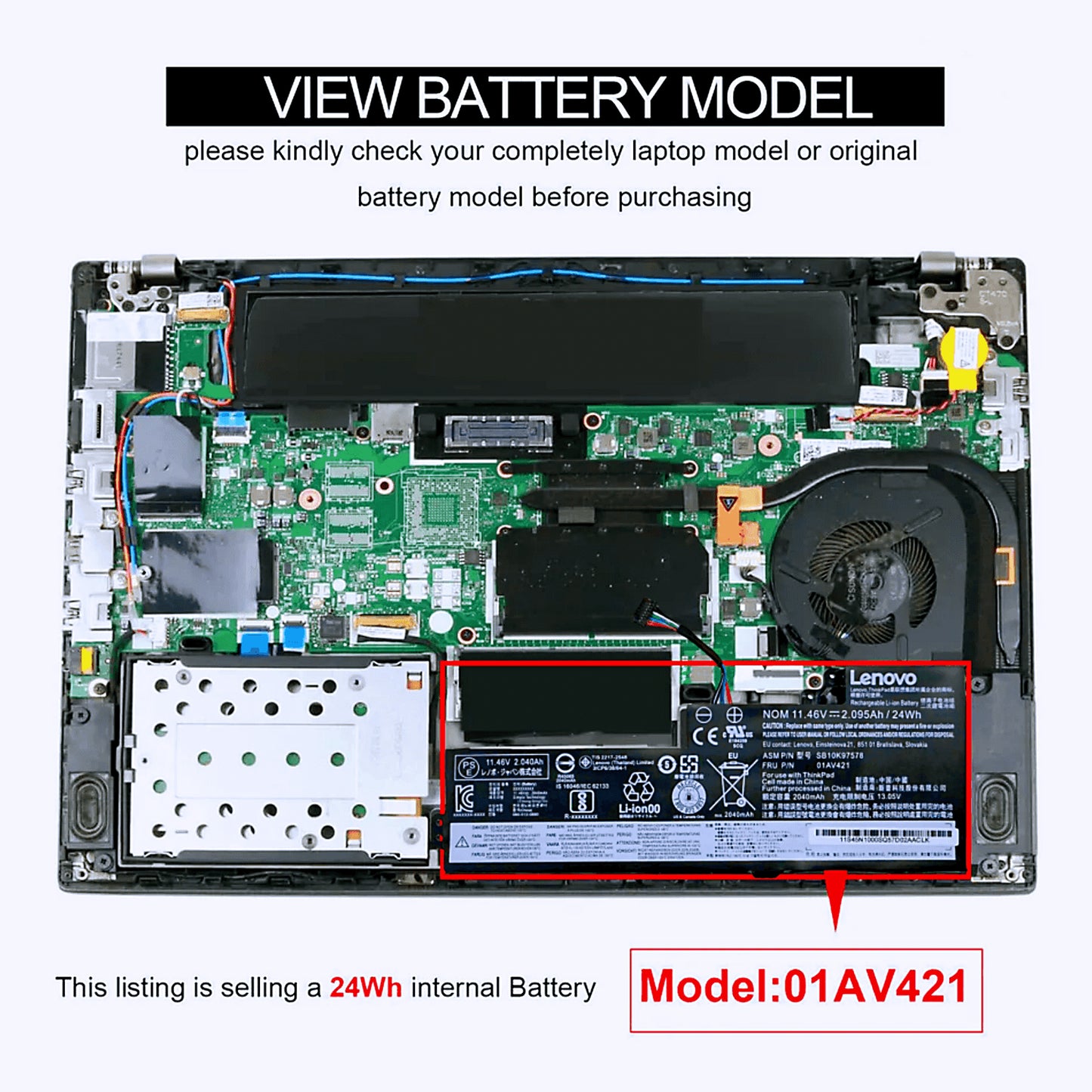 Genuine 01AV420 01AV421 01AV489 01AV419 Laptop Battery for Lenovo ThinkPad T470 T480 A475 A485 TP25 | 11.4V 24Wh