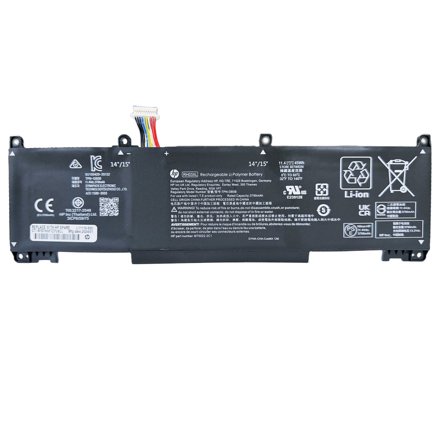 Genuine RH03XL Laptop Battery for HP ProBook 430 440 445 450 630 640 650 G8 Zhan 66 Pro 14 G4 Series TPN-DB0B HSTNN-OB1T HSTNN-DB0B HSTNN-IB9P HSTNN-IB9Q HSTNN-UB7X M01524-2B1 M01524-AC1 M02027-005 11.4V 45Wh