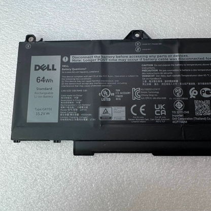 Genuine GRT01 64Wh Battery Replacement for Dell Alienware m17 R5 AMD Gaming Precision 15 3581 3591 3561 3571 3470 Latitude 5521 5531 5431 5421 Series 15.2V 4000