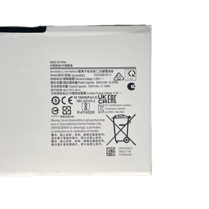 Genuine HQ-6300SA HQ-6300SD Tablet Battery Replacement for Samsung Galaxy Tab A8 10.5 2021 2022 SM-X200 SM-X205 SM-X200N SM-X205N SM-X205NZAAEUE SM-X200NZAAEUA Series 3.85V 27.1Wh 7040mAh