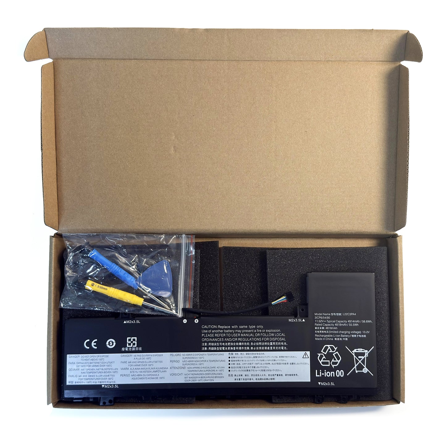 Genuine L22M3PA4 Laptop Battery Replacement for Lenovo IdeaPad Slim 5 16ABR8 16IAH8 16IRL8 Series L22L3PA4 L22C3PA4 L22B3PA4 56.6Wh 4914mAh 11.52V