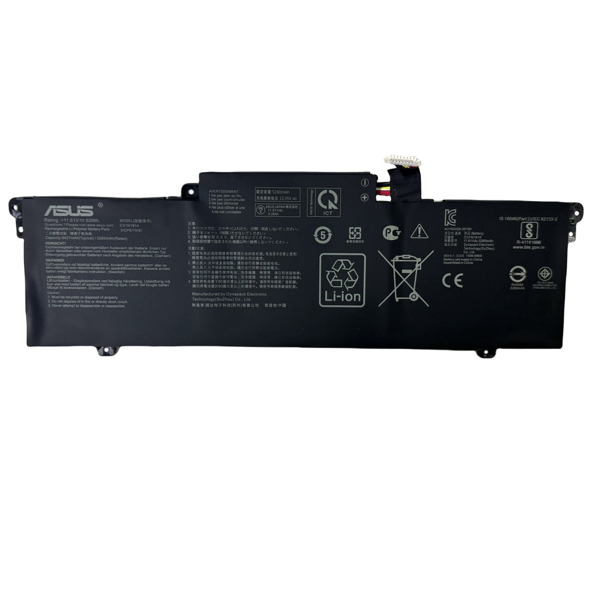 C31N1914 Laptop Battery for Asus ZenBook 13 UX425UG ZenBook 14 UX435EA UX435EA-A5007T UX435EAL UX435EG UX435EG-A5008R UX435EGL UM425QA UM425QA-KI072T UM425UAZ B7402FEA Serie 0B200-03730100 11.61V 63Wh