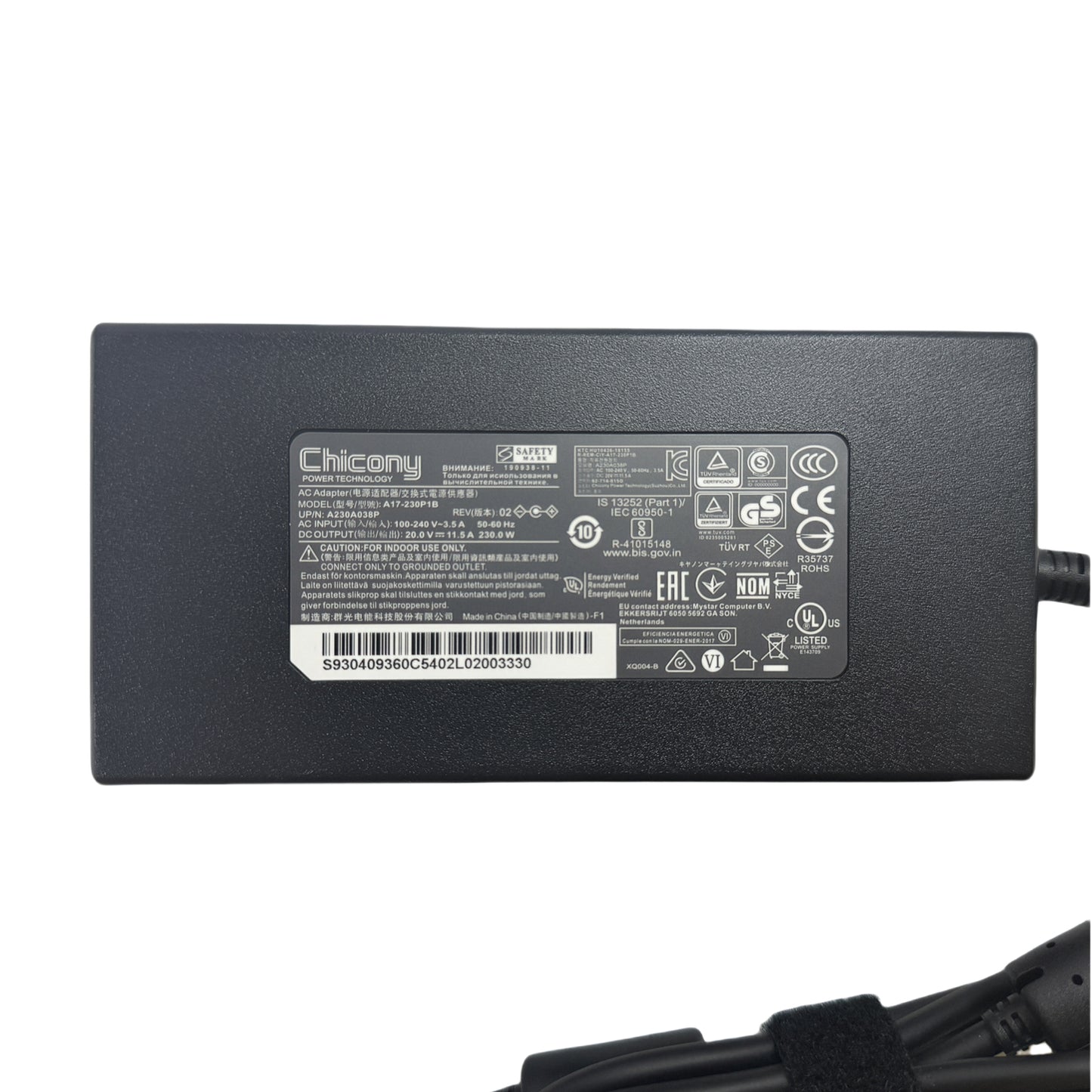 Genuine Chicony A17-230P1B AC Adapter 20V 11.5A 230W Laptop Charger