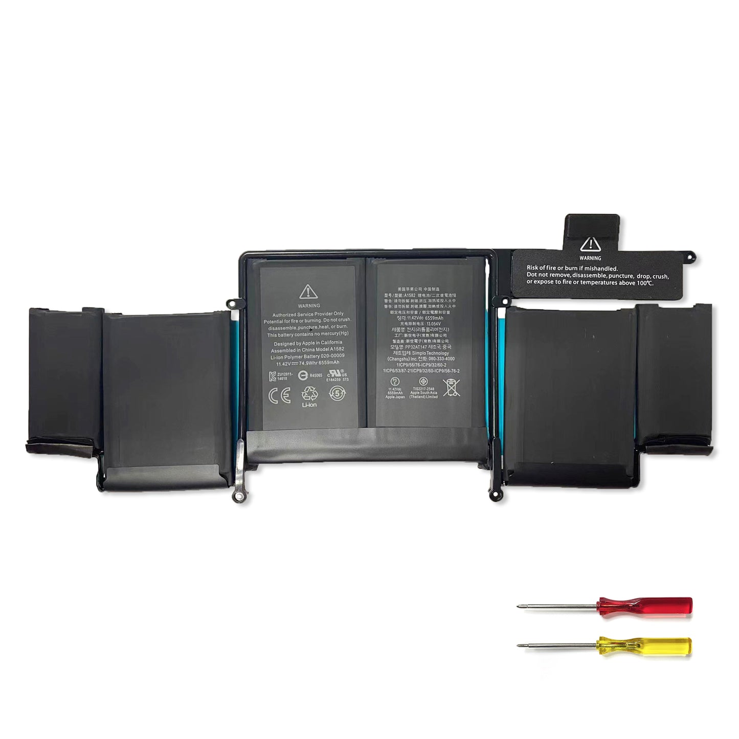 Genuine A1502 Battery Replacement for MacBook Pro (Retina,13-inch, Early 2015/Mid 2014/Late 2013) A1582 A1493 Battery for MacBook Pro A1502 [11.42V 6559mAh 74.9Wh]