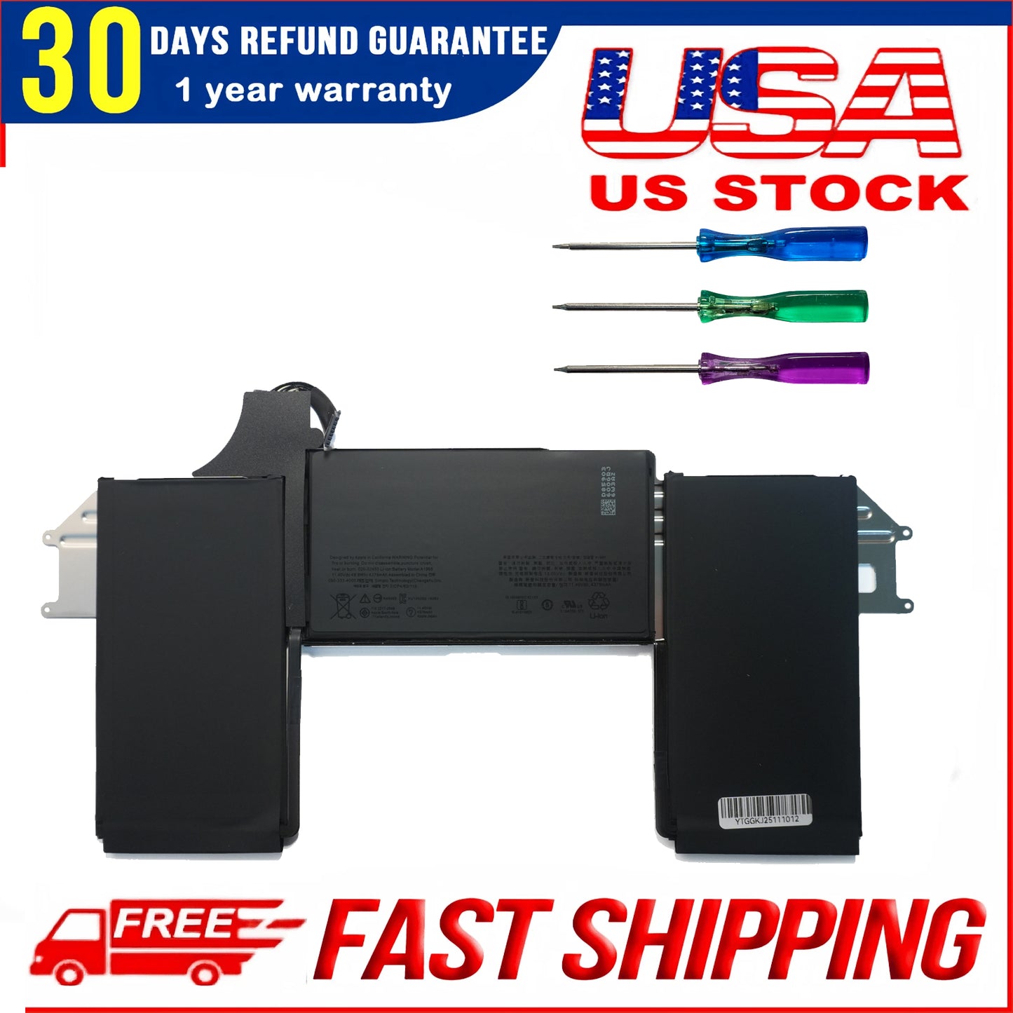 A1965 Laptop Battery for MacBook Air 13" Retina A1932 (2018 2019, Early 2020) A2179 EMC 3184 3302 MacBook Air8,1 8,2 9,1 MRE82 MRE92 MVFH2 MWTJ2 MVH22 MVFM2 MVFK2 MREE2 MREC2 MREA2 MREF2 MUQT2 MUQU2