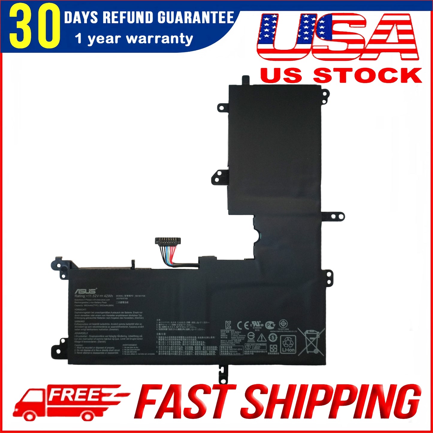  New Genuine B31N1705 Battery Replacement for Asus VivoBook Flip 14 TP410UA TP410UF TP410UR Laptop
