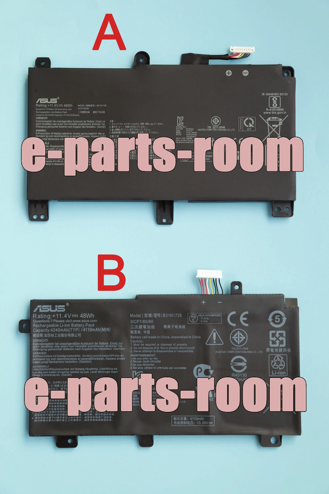 B31N1726 Laptop Battery Replacement for Asus TUF FX504 FX505 FX80 FX86 A15 A17 Series – 48Wh High-Performance Power