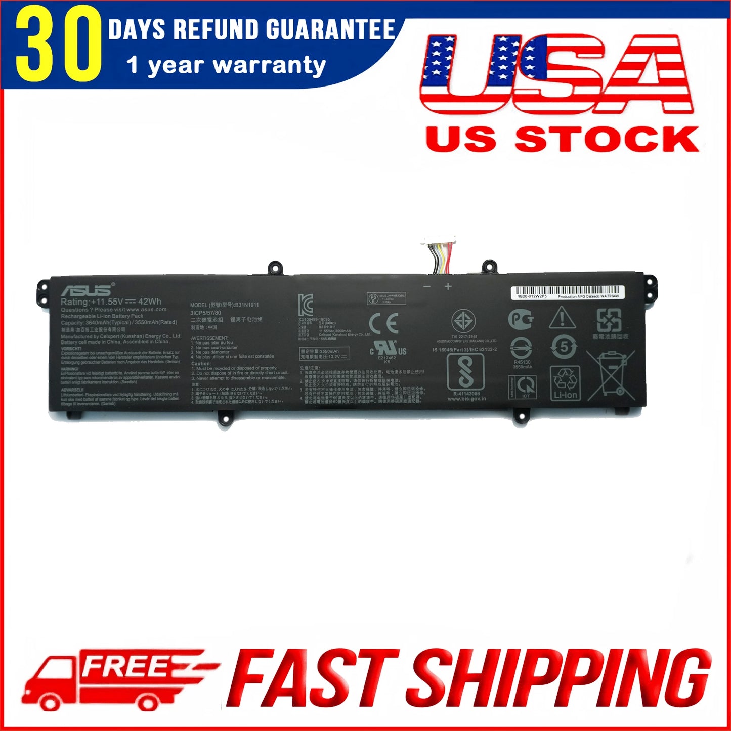 New B31N1911 Battery for ASUS VivoBook Flip TP470EA TP470EZ X421DA