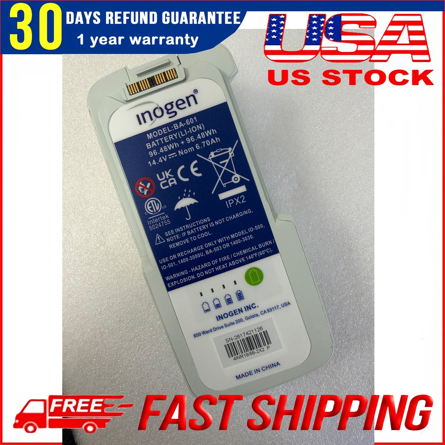 Genuine BA-601 96Wh Extended / BA-600 48Wh Standard Battery for Inogen One G5 & Rove 6 Portable Oxygen Concentrator