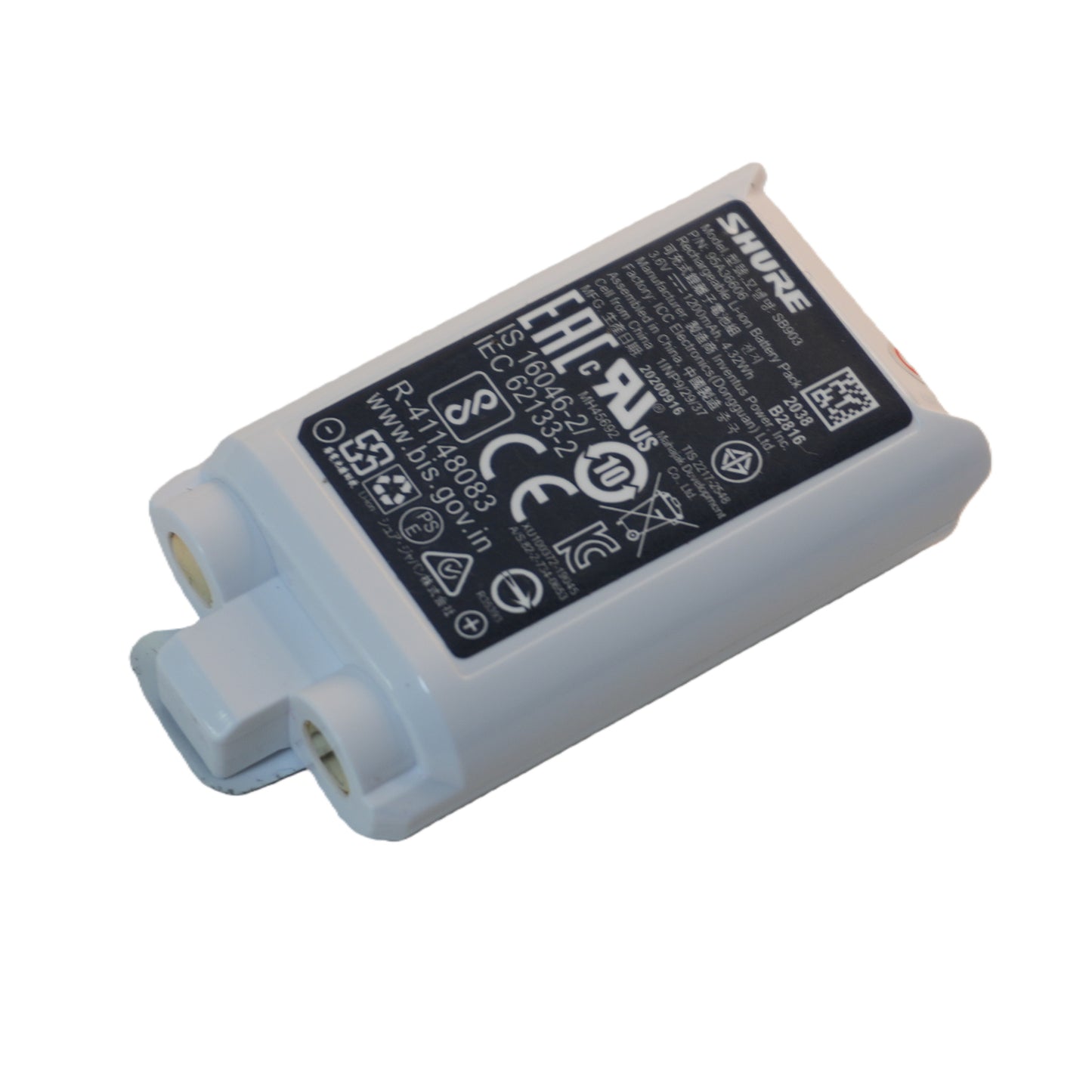 Shure SB903 OEM Rechargeable Lithium‑Ion Battery Replacement for SLXD1 & SLXD2 Wireless Transmitters