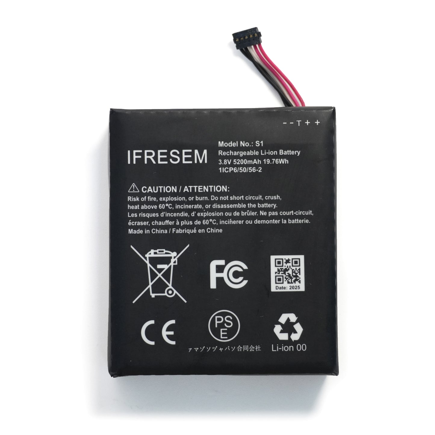 Replace S1 Internal Battery for Hardwired Ring Video Doorbell 2 - 5-Pin 5200mAh
