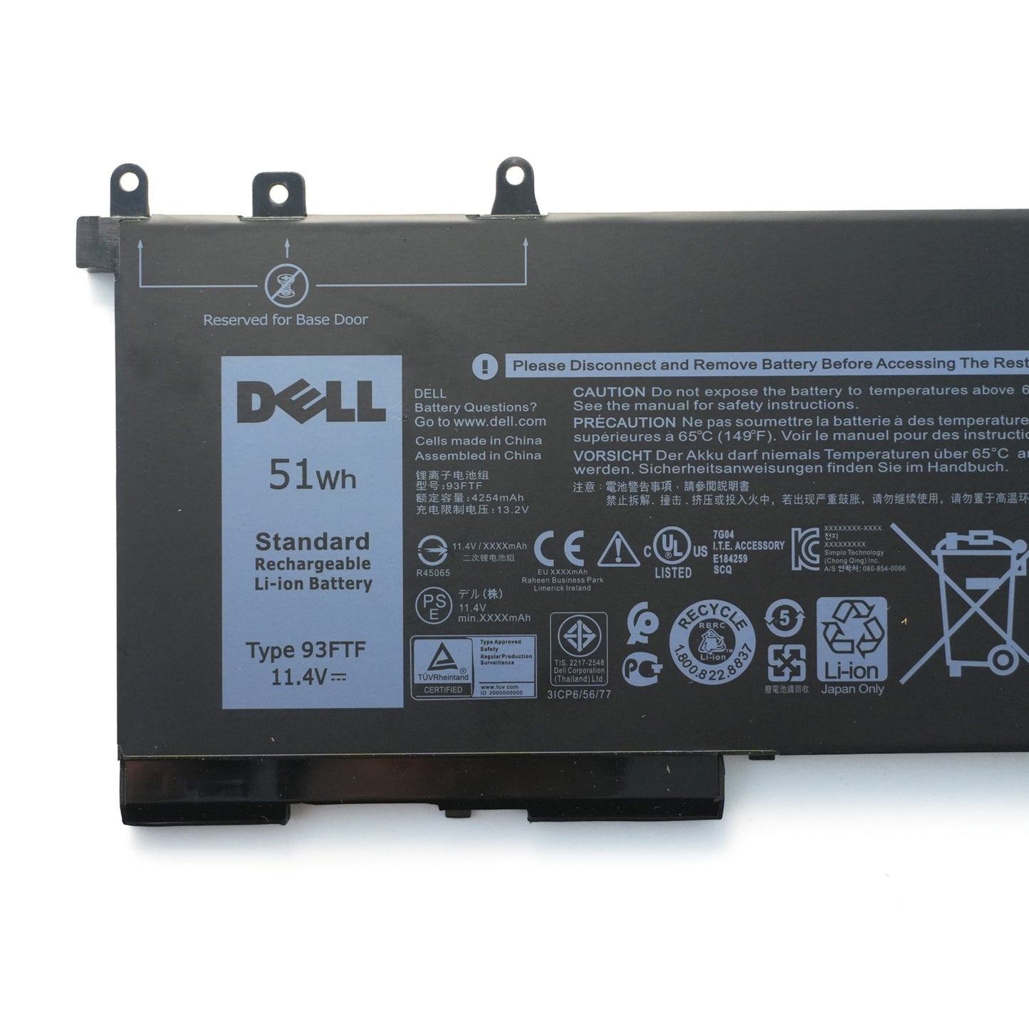 93FTF 51Wh Battery Replacement for Dell Latitude 5580 Laptop & Latitude 5490 2-in-1 Business Notebook