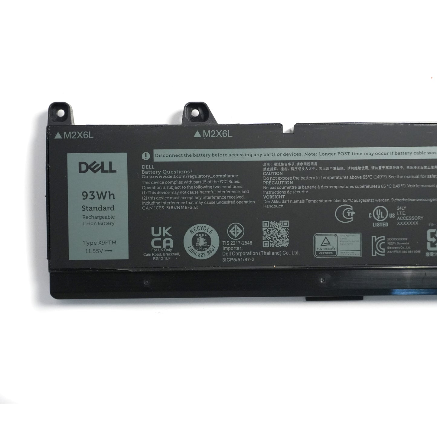  New Genuine X9FTM 0X9FTM 93Wh 6-Cell Battery Replacement for Dell Precision 7770 Mobile Workstation Laptop
