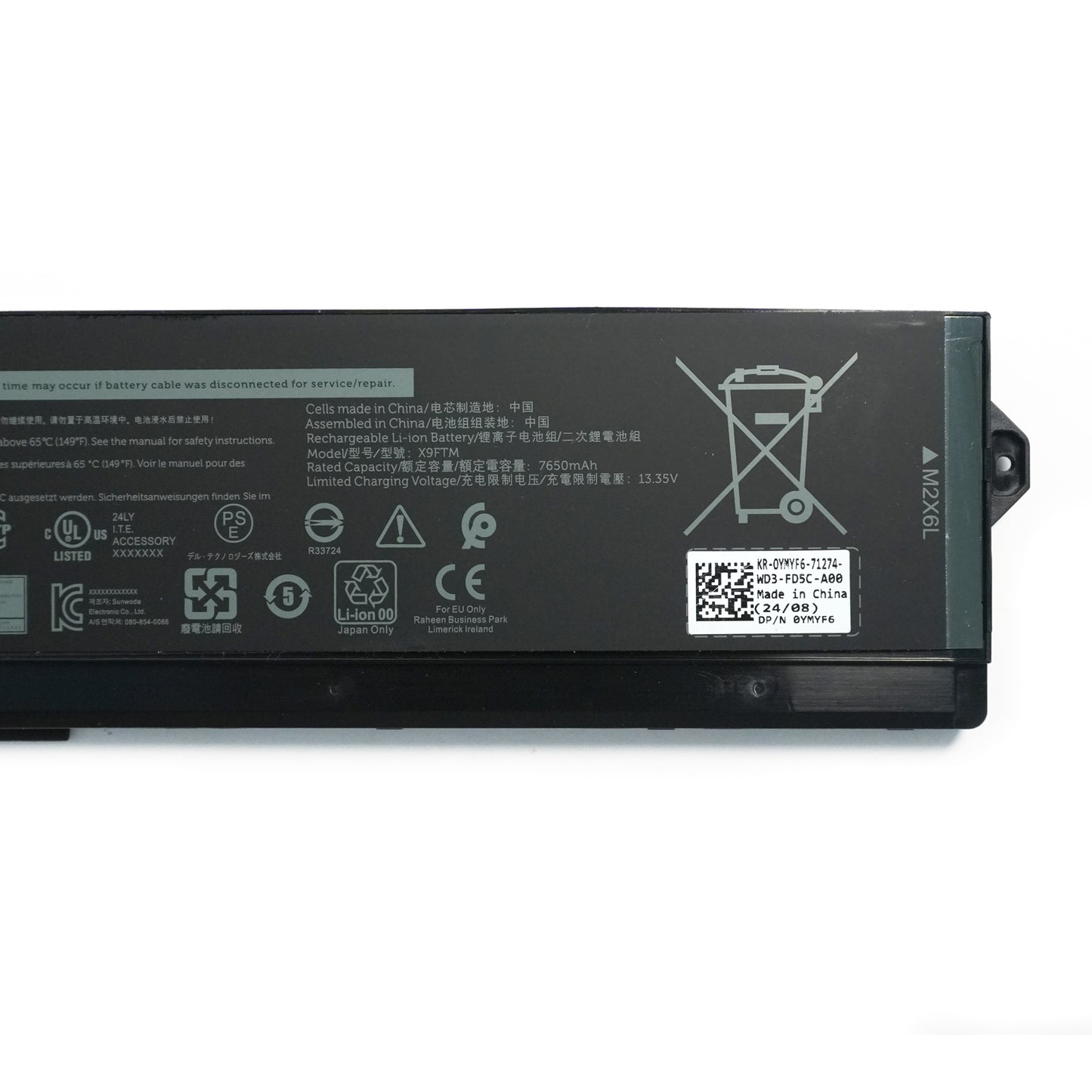  New Genuine X9FTM 0X9FTM 93Wh 6-Cell Battery Replacement for Dell Precision 7770 Mobile Workstation Laptop