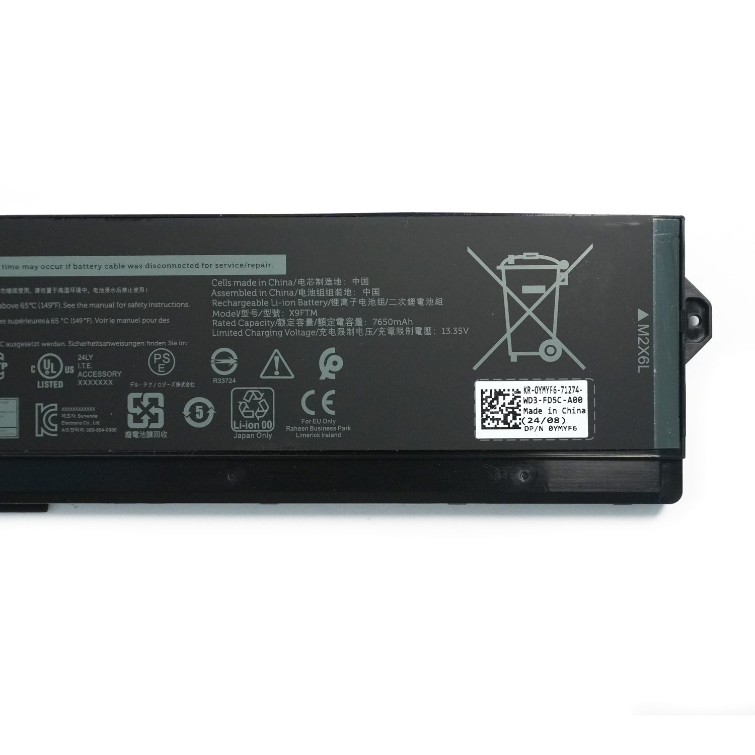  New Genuine X9FTM 0X9FTM 93Wh 6-Cell Battery Replacement for Dell Precision 7770 Mobile Workstation Laptop