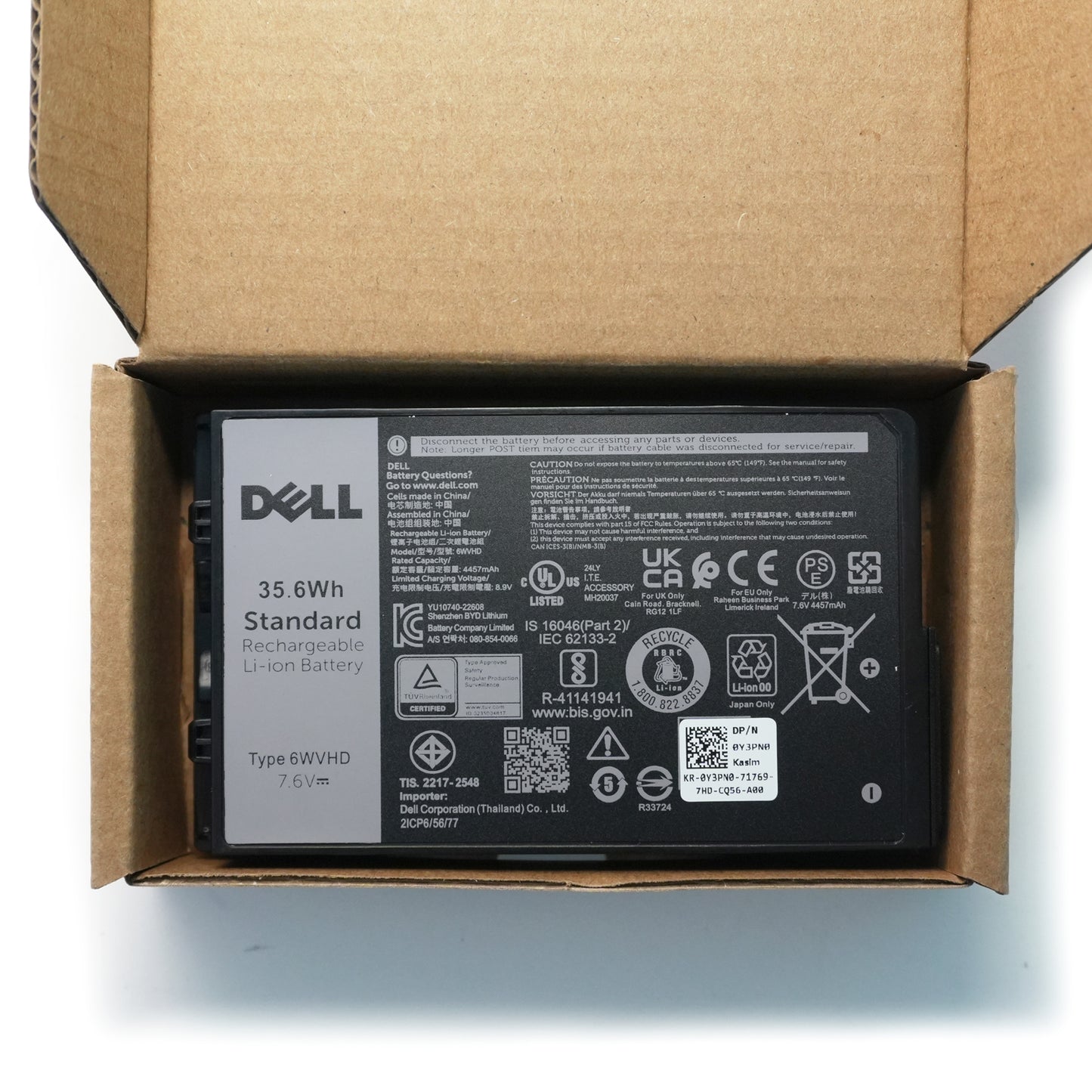 Dell VDDJY 6WVHD Laptop Battery Replacement 7.6V 35.6Wh