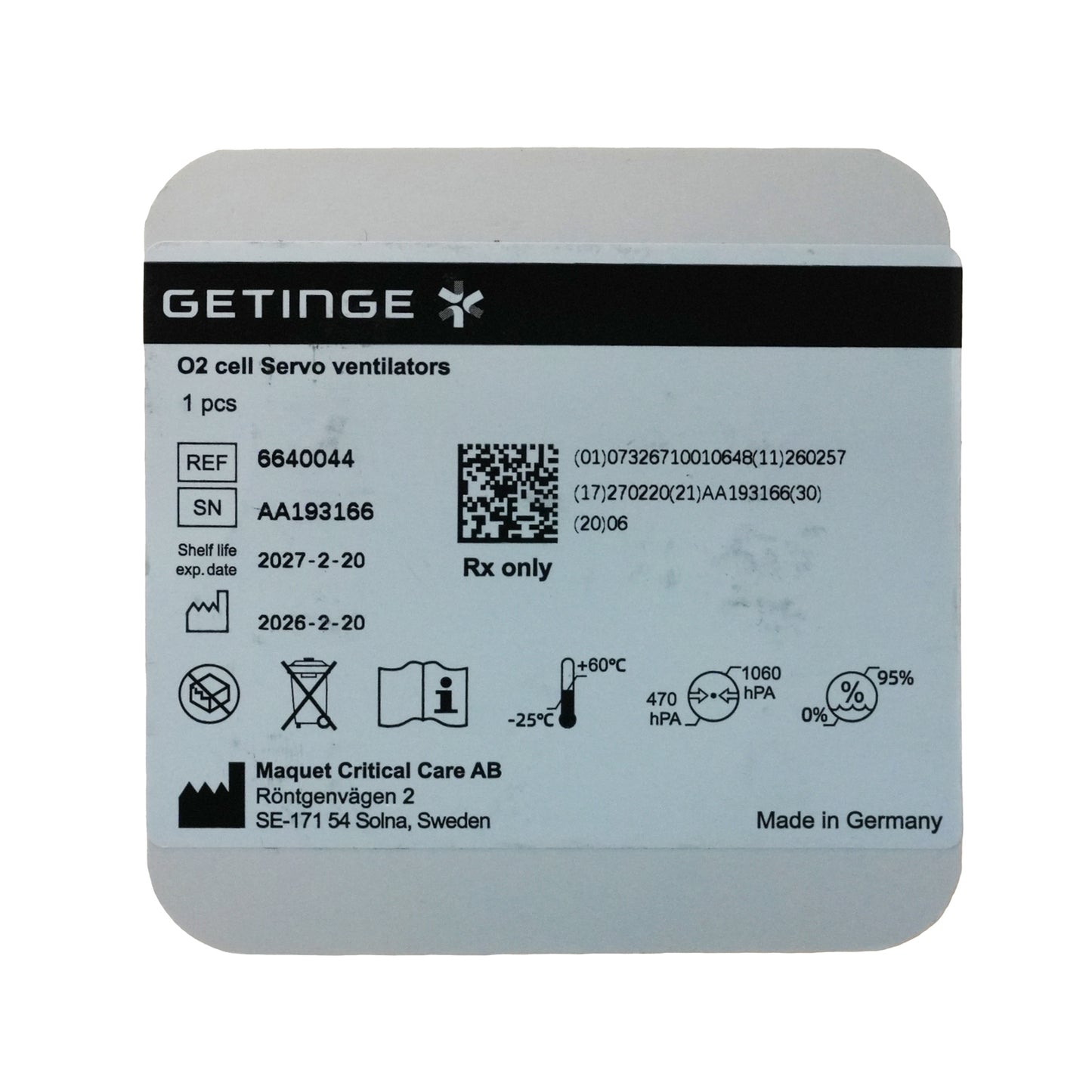 Genuine REF 6640044 Battery for Maquet Servo-I/Servo-S ventilator Oxygen Sensor