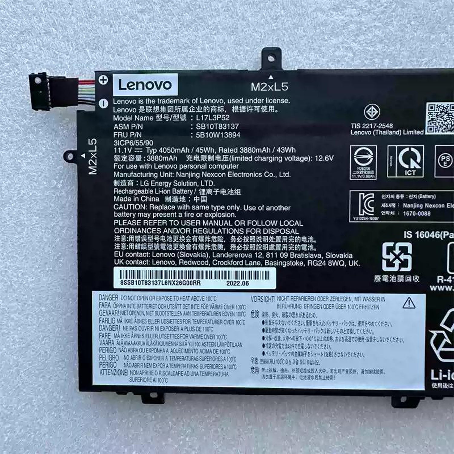 New Genuine L17L3P52 01AV463 L17C3P52 45Wh Battery Replacement for Lenovo ThinkPad L480 L580 Laptop