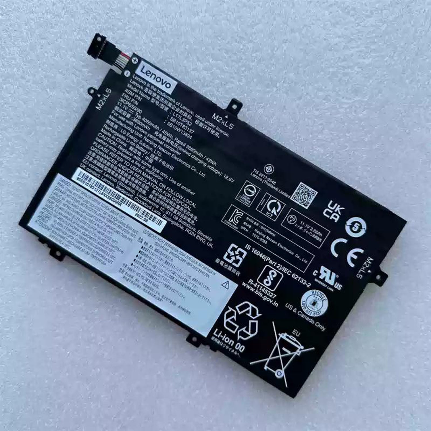 New Genuine L17L3P52 01AV463 Battery for Lenovo ThinkPad L480 L580 L17C3P52 45Wh Replacement