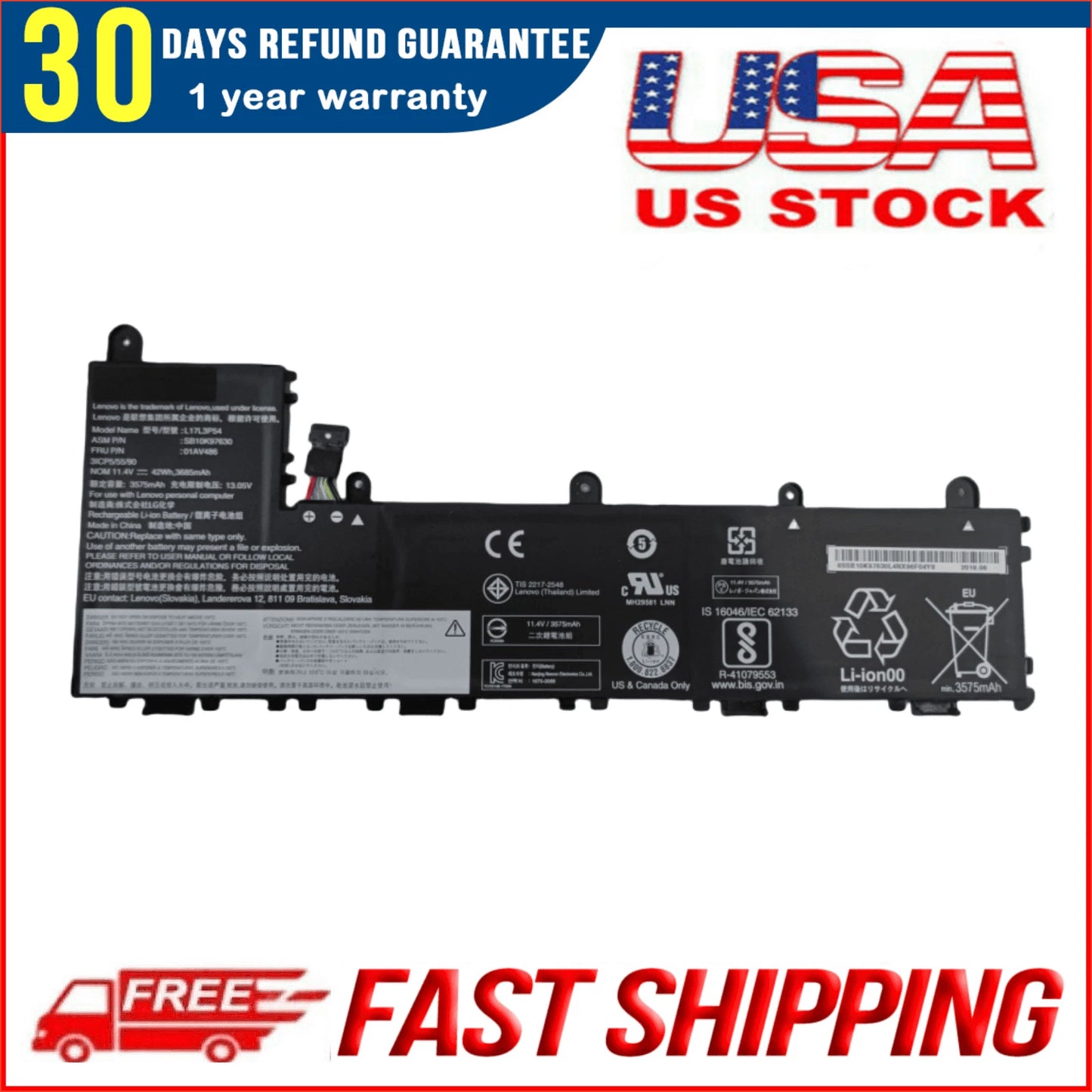 Genuine Lenovo L17L3P54 L17M3P56 Battery for ThinkPad Yoga 11e 5th Gen | Replaces 01AV486 01AV487