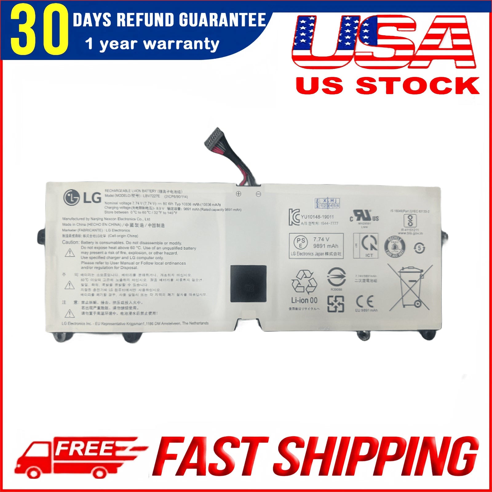 LBV7227E Replacement Battery for LG Gram 14Z980 15Z980 17Z990 15Z90N