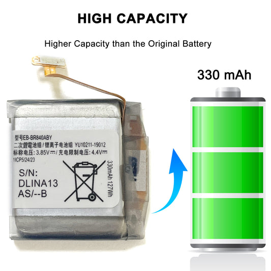 Genuine Battery EB-BR840ABY [Upgraded] for Samsung Galaxy Watch 3 SM-R840 SM-R845 SM-R845U 45mm Battery Free Adhesive Tool Kits