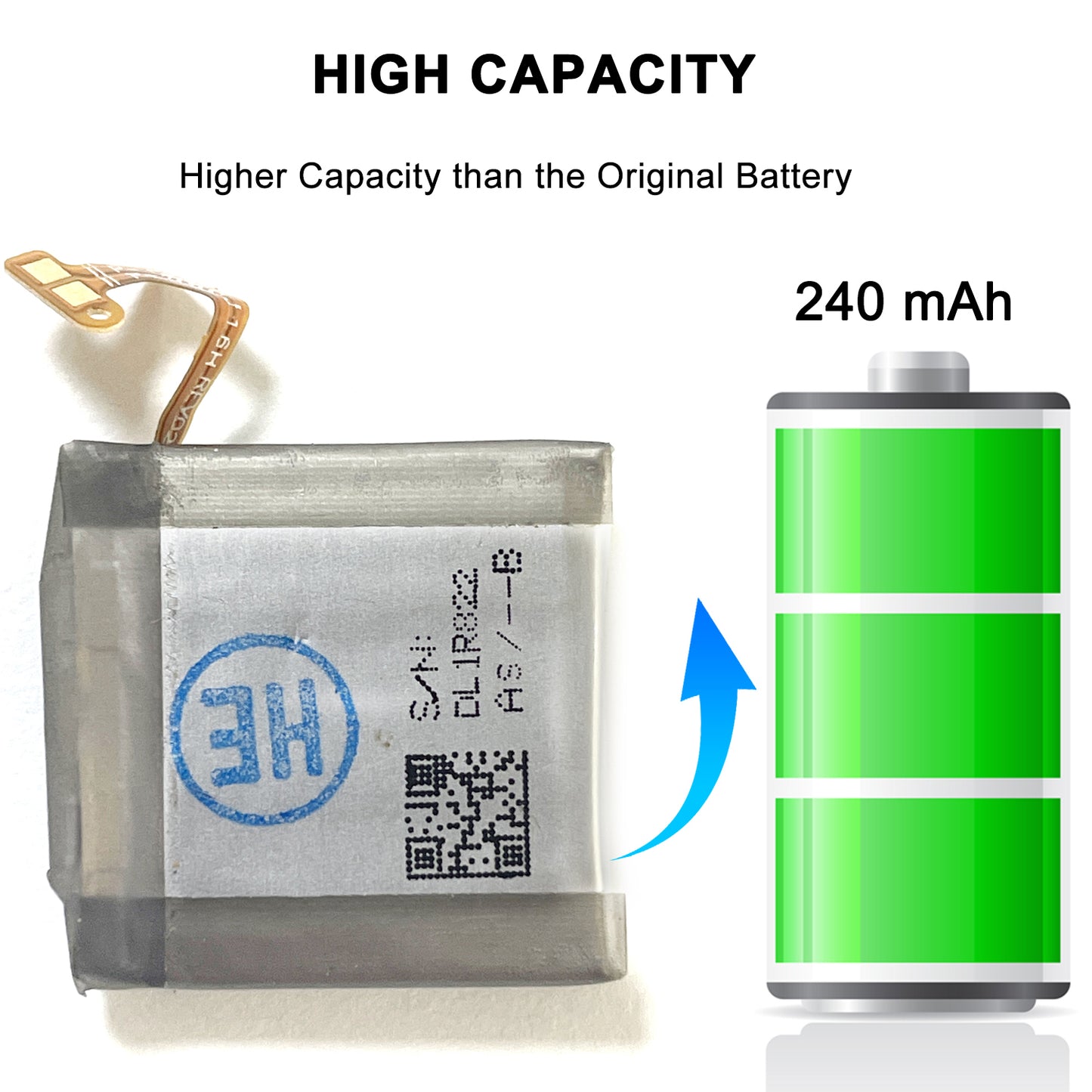 Genuine EB-BR880ABY Battery for Samsung Galaxy Watch 4 40mm SM-R860 SM-R865 / for Samsung Galaxy Watch 4 Classic 42mm SM-R880 SM-R885 with Repair Tools Set
