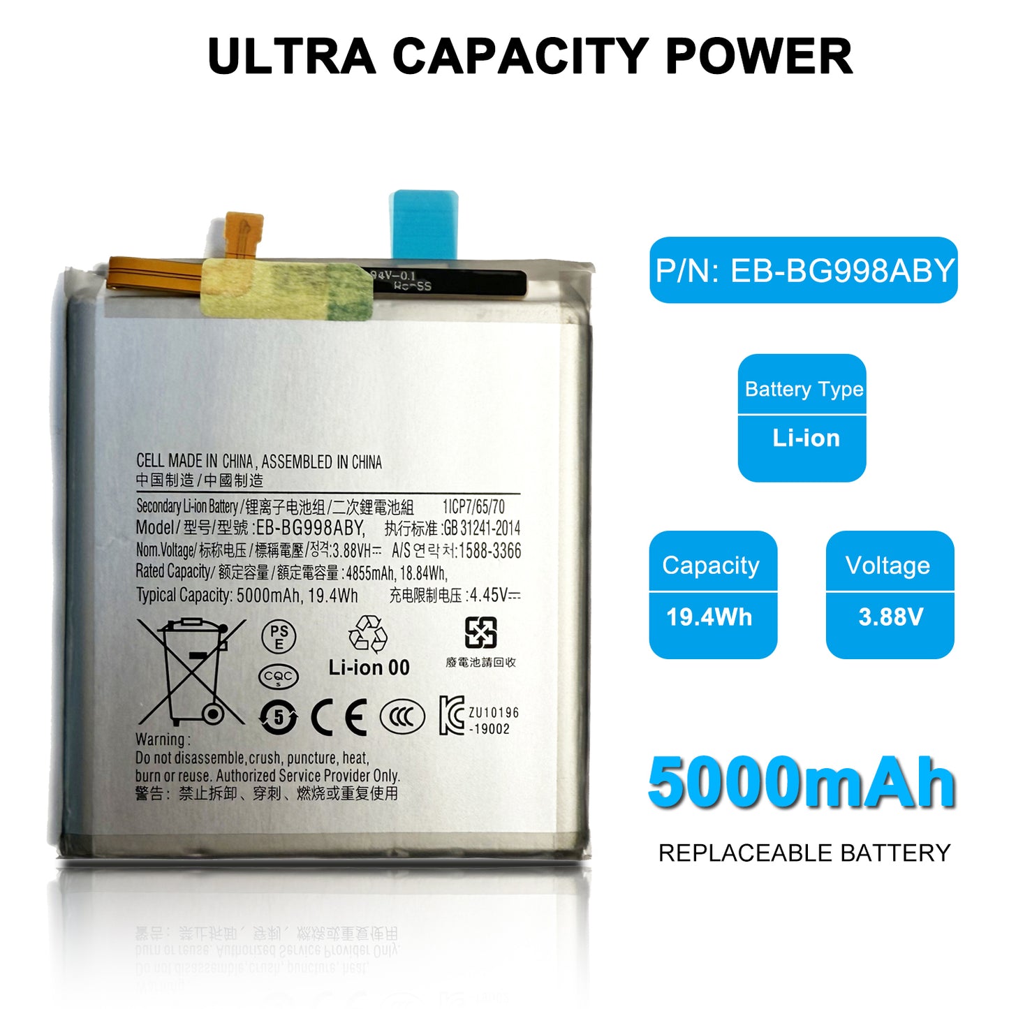 Genuine Battery EB-BG998ABY Compatible with Samsung Galaxy S21 Ultra 5G SM-G998