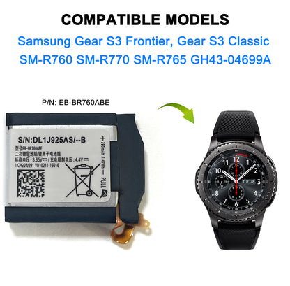 Genuine  Battery EB-BR760ABE for Samsung Gear S3 Frontier Classic SM-R760 46mm 380mAh