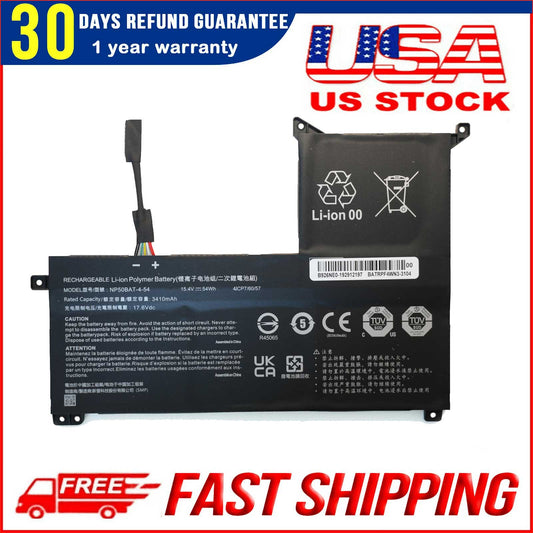 Genuine NP50BAT-4-54 6-87-NPSKS-53G00 Laptop Battery for Clevo NP70 X17 AT22 G7 KE XMG Focus 16 X15 at 4ICP7/60/57 15.4V/54Wh/3510mAh/4Cell