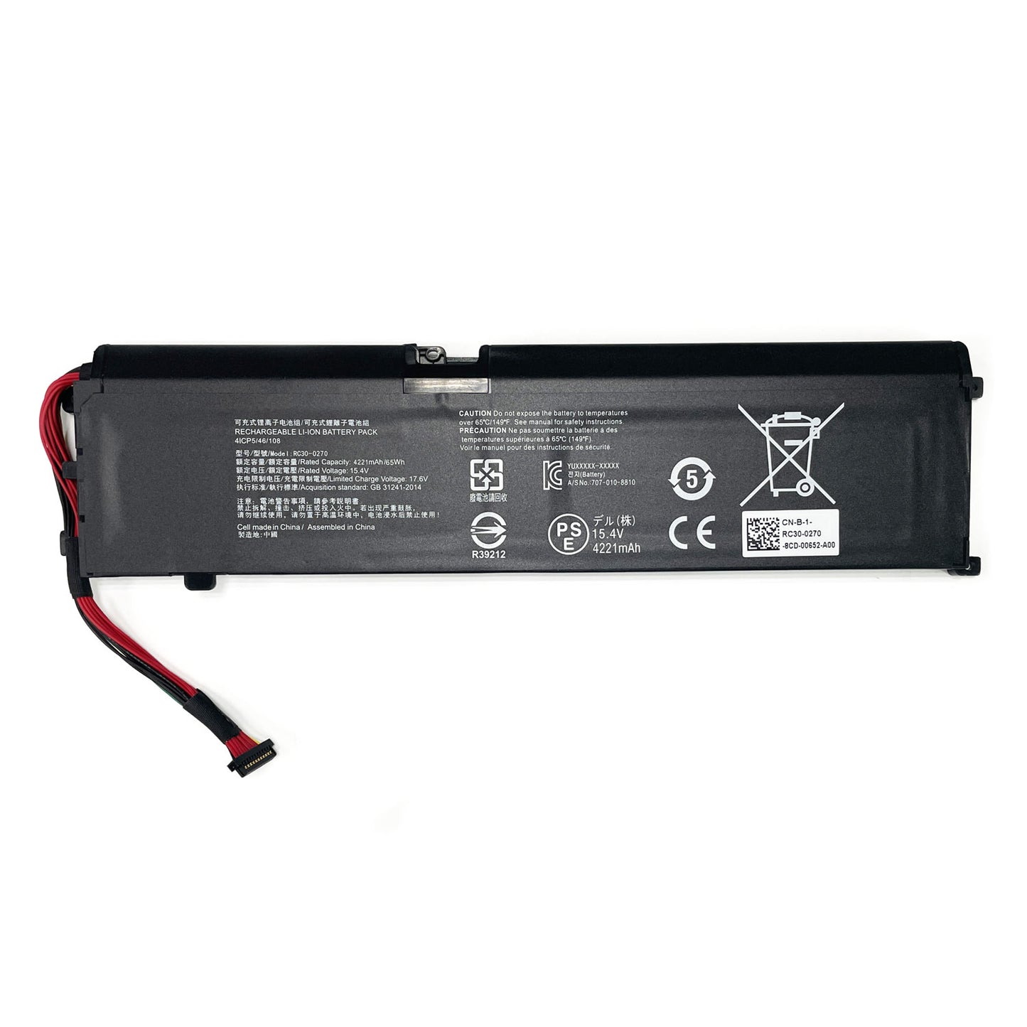 Genuine RC30-0270 Laptop Battery Replacement for Razer Blade 15 Base 2018 2019 GTX 1660 Ti RZ09-0270 RZ09-02705E76 RZ09-02705E76-R3U1 RZ09-02705E75-R3U1 RZ09-0300 RZ09-03006 RZ09-03009 (15.4V 65Wh)