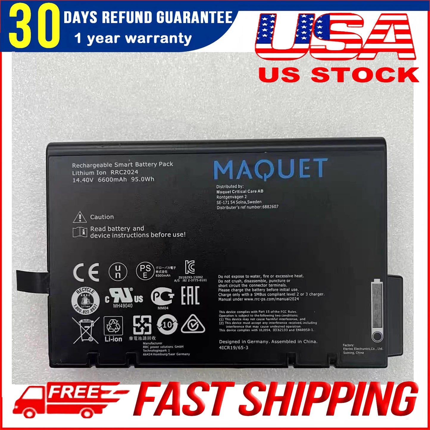 Genuine Type 6882607 RRC2024 Battery for MAQUET Getinge Servo Air Ventilator