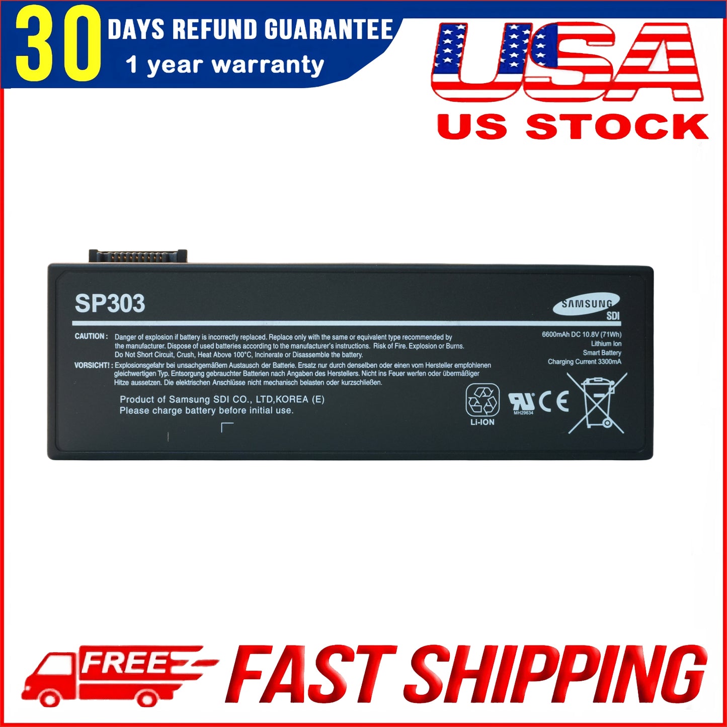 Original New SP303 10.8V 6600mAh Battery Replacement for Siemens SIMATIC Field PG M3 Industrial Laptop