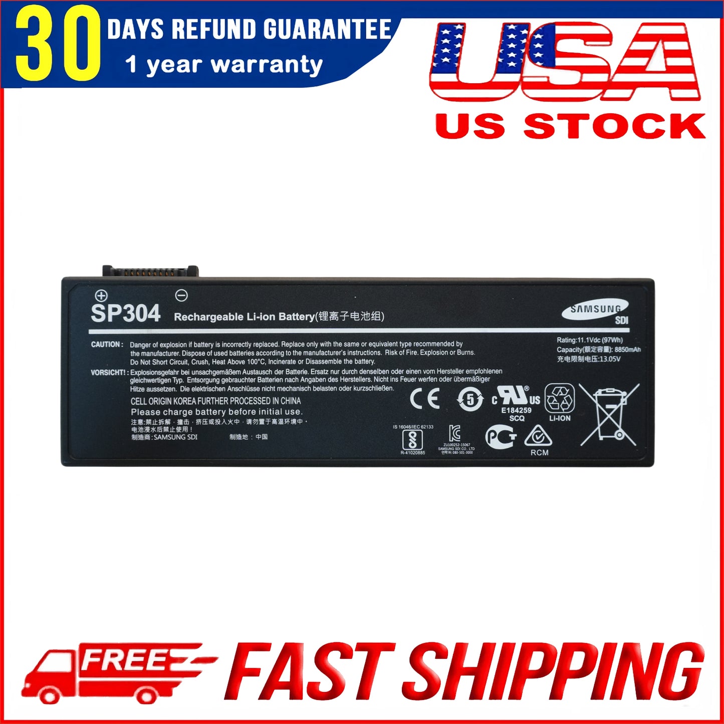 New 11.1V 97Wh 8650mAh SP304 Battery Replacement for Siemens Simatic Field PG M4 Industrial Laptop