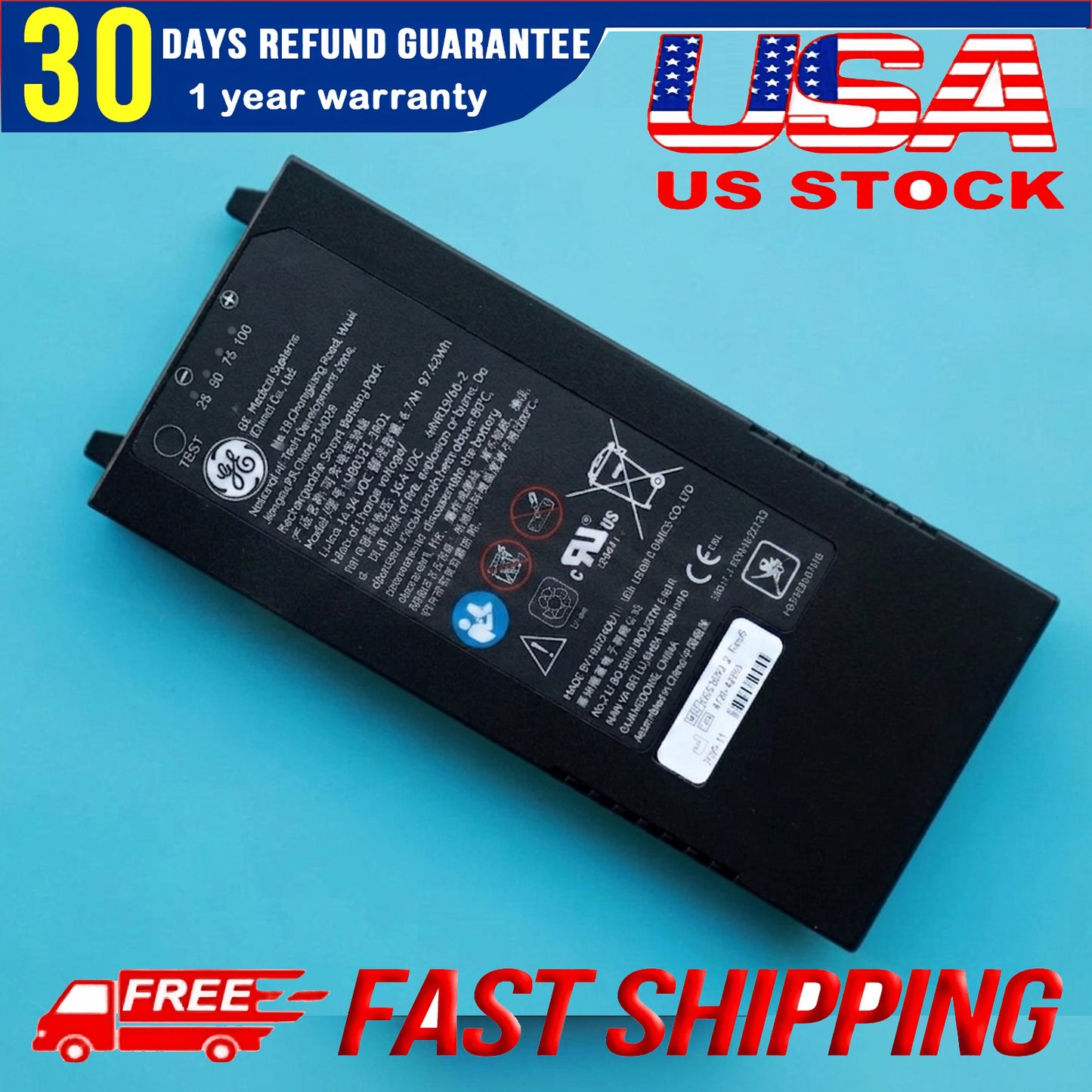 New Original U80321-3R02 5653692-2 Battery Replacement for GE LOGIQ V1 V2 Ultrasound Machine