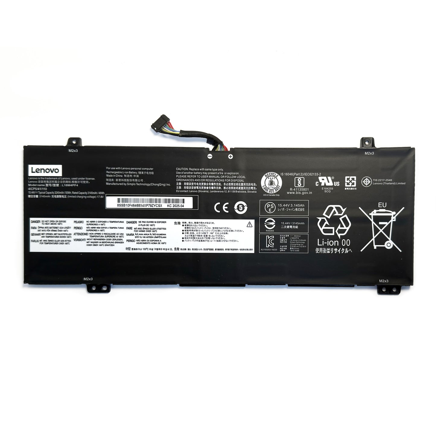 Genuine L18M4PF4 Laptop Battery Compatible with Lenovo IdeaPad C340-14API C340-14IWL S540-14API S540-14IML S540-14IWL Series L18M4PF3 5B10W67194 L18C4PF3 L18C4PF4 50Wh 3240mAh 15.44V