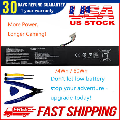 C41N2208 Laptop Battery For ASUS ROG ALLY Gaming Handheld series of RC71L/PC71L Expand high capacity of 74Wh mod upgrade Free all Tools Compatible Asus ROG Ally (2023) RC71L 15.48V 74Wh 4780mAh or 15.48V 80Wh 5160mAh