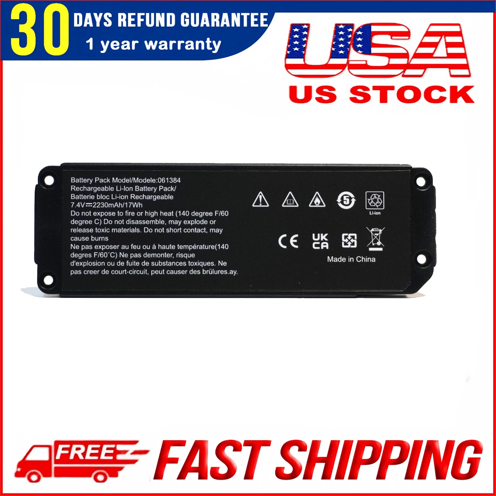Bose SoundLink Speaker Battery Replacement - 7.4V 17Wh (061384, 061385, 063404)