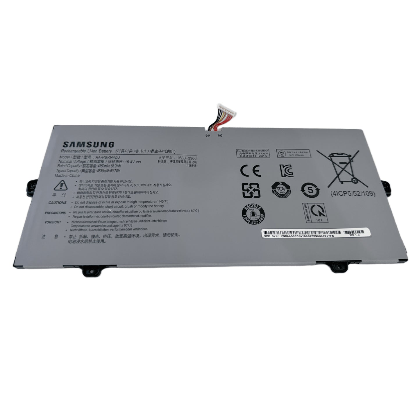 Genuine AA-PBRN4ZU Laptop Battery for Samsung Galaxy Book Flex 930QCG 930QCJ 930XCJ NP930QCG NP930QCG-K01 950QCG 950QCG-X01 950QCG-X03 950QCJ 950XCJ NP950QCG NP950QCG-X01 NP950QCG-K01US Series 15.4V 66.9Wh