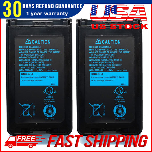 Genuine Kenwood KNB-78L Replacement Battery 2-Pack for TK-2173 TK-3148 Radios
