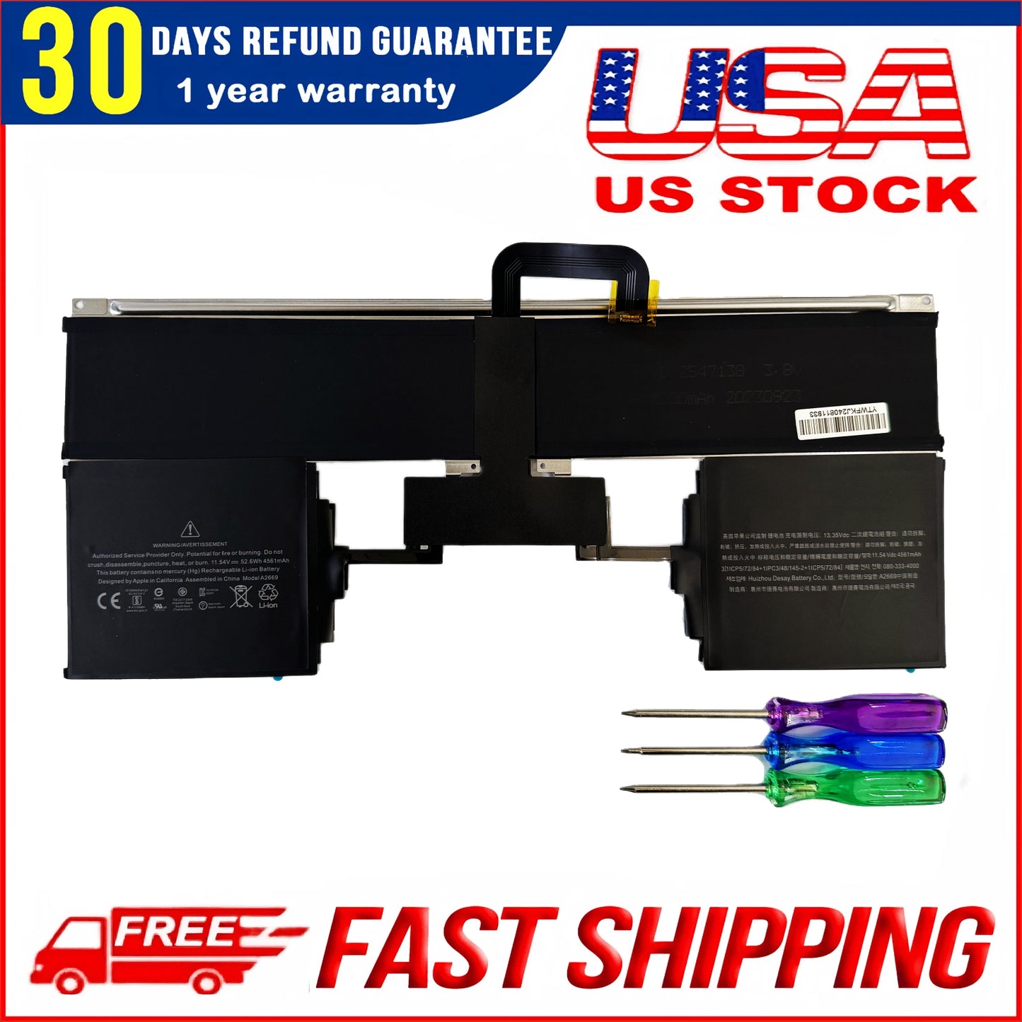 New Genuine A2681 A2669 Battery for Apple MacBook Air 13" M2 2022 A2681 661-26150 Replacement