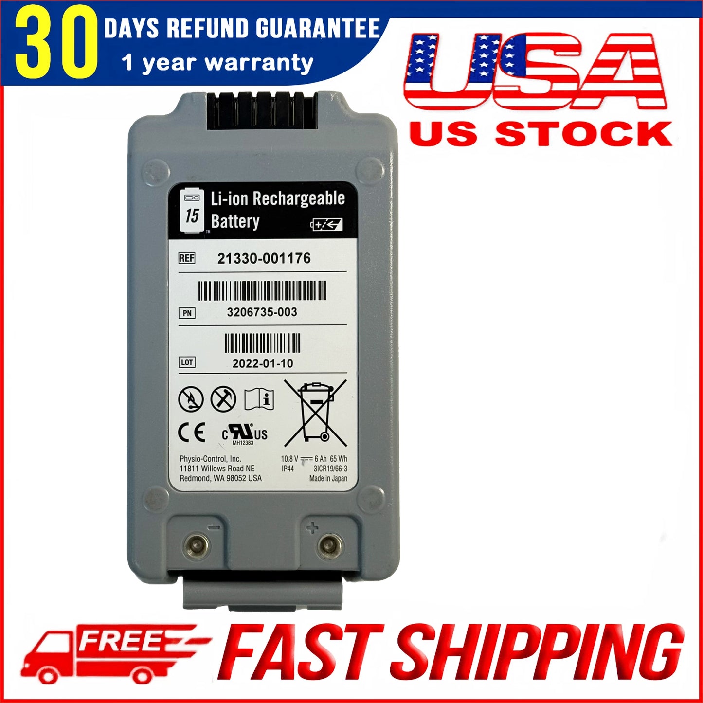 Genuine REF 21330-001176 For Physio-Control LifePak15 Monitor Defibrillator Battery