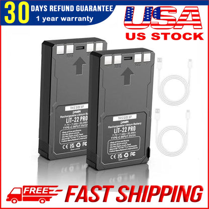 2 Pack LIT-22 Battery 7000mAh Rechargeable Lithium 2Pack Batteries+2Cables