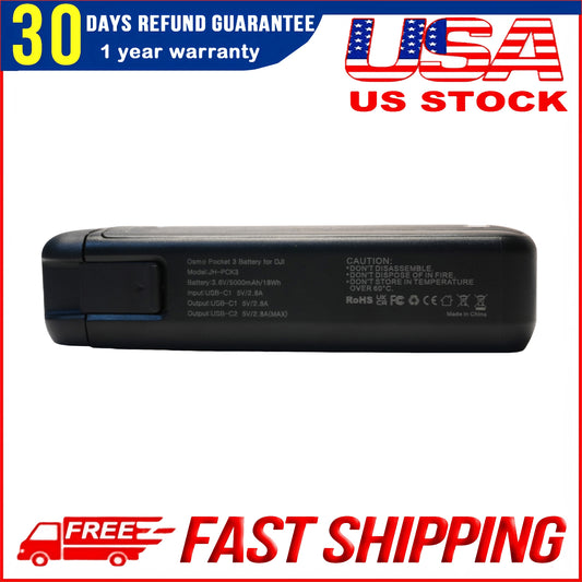 Pocket 3 Battery Handle for DJI Osmo Pocket 3 – 5000mAh Fast Charge + 1/4″ Thread