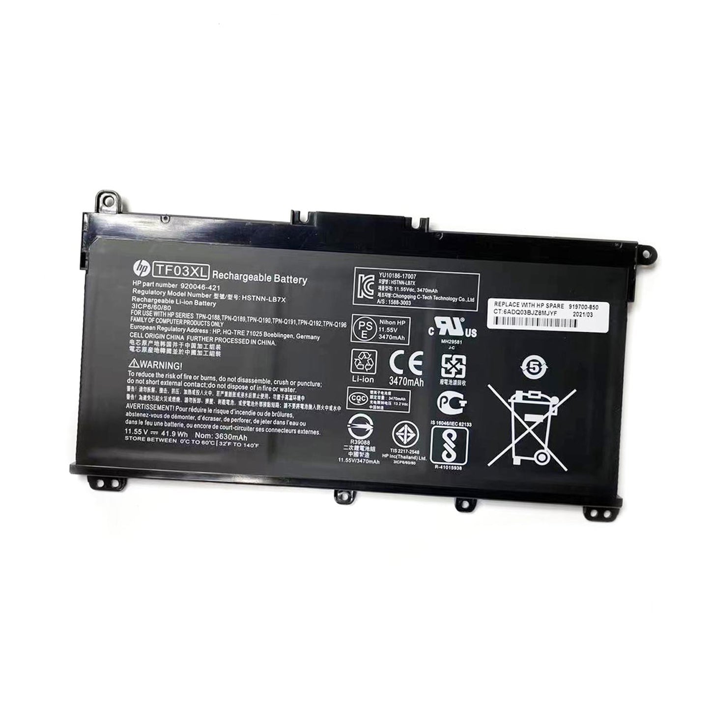Genuine TF03XL Laptop Battery for HP Pavilion 15-CC, 15-CD, 17-AR Series