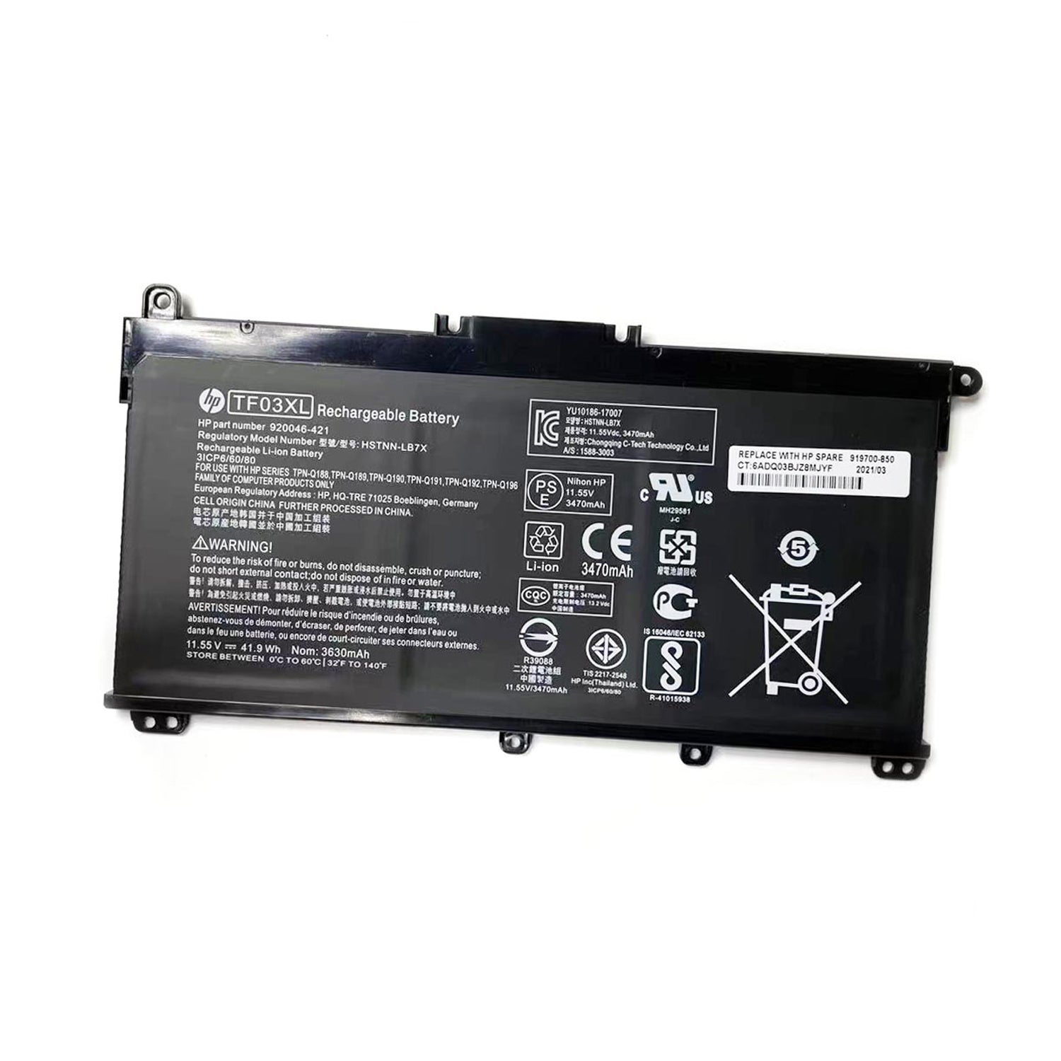 Genuine TF03XL Laptop Battery for HP Pavilion 15-CC, 15-CD, 17-AR Series